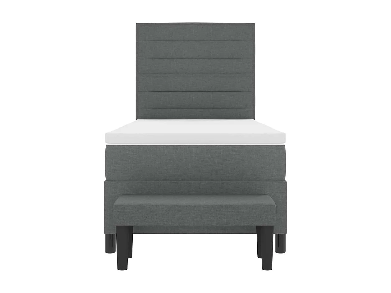Cama tipo Box Spring con colchón Gris oscuro 80 x 200 cm tela