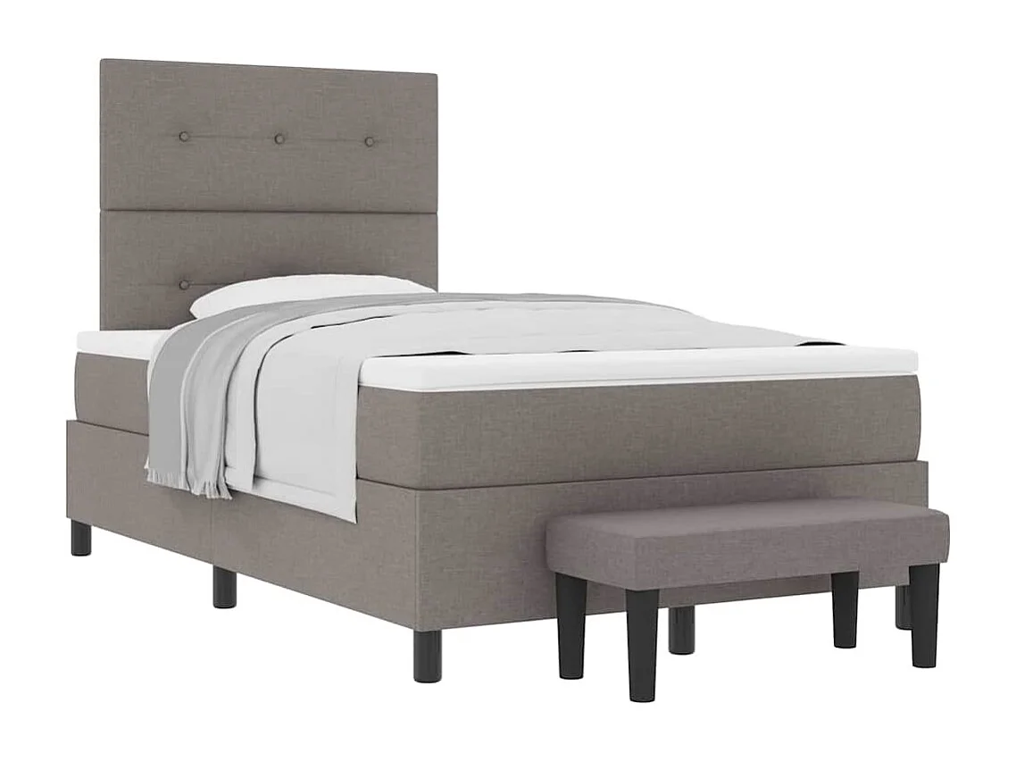 Cadre de lit avec matelas Taupe 120 x 200 cm tissu