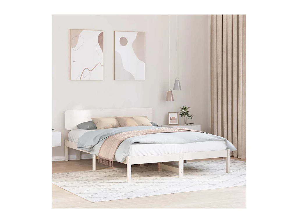 Cadre de lit avec tête de lit Blanc 160 x 200 cm