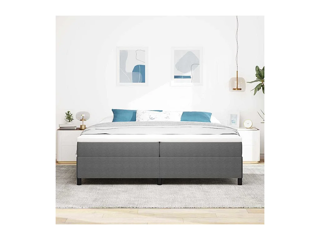 Cadre de lit Gris clair 200 x 200 cm Tissu en velours côtelé