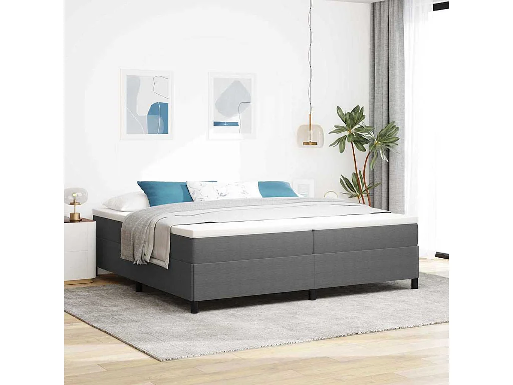 Cadre de lit Gris clair 200 x 200 cm Tissu en velours côtelé