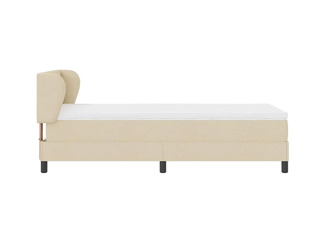 Cadre de lit avec matelas Crème 100 x 200 cm tissu