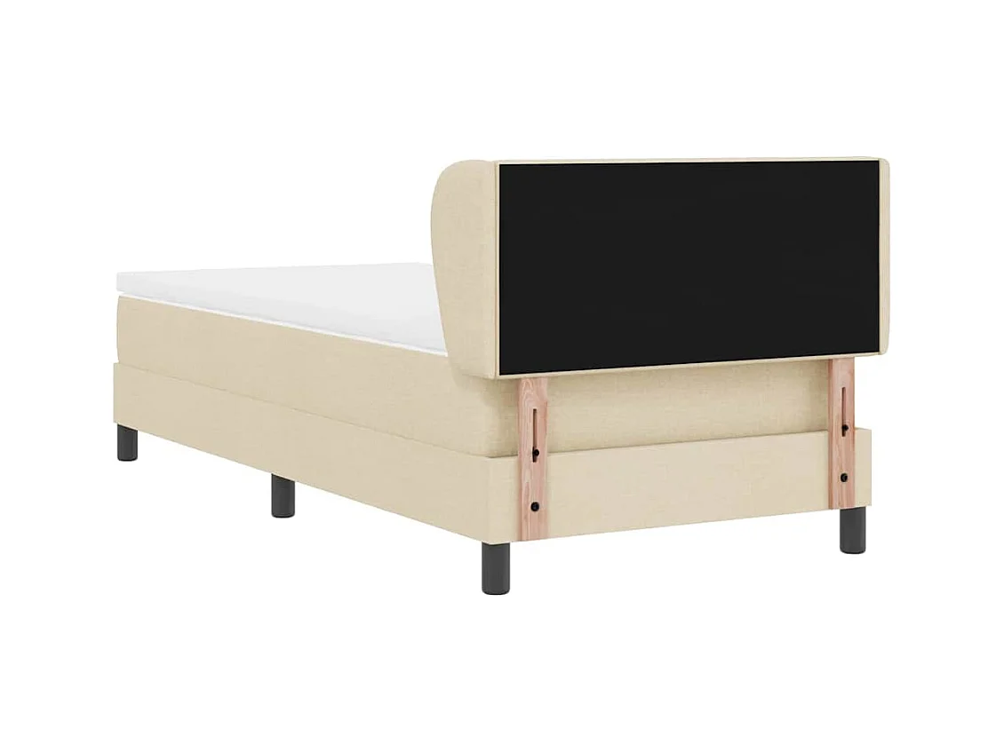 Cadre de lit avec matelas Crème 100 x 200 cm tissu