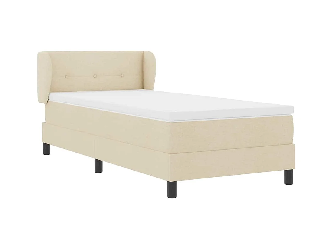 Cadre de lit avec matelas Crème 100 x 200 cm tissu