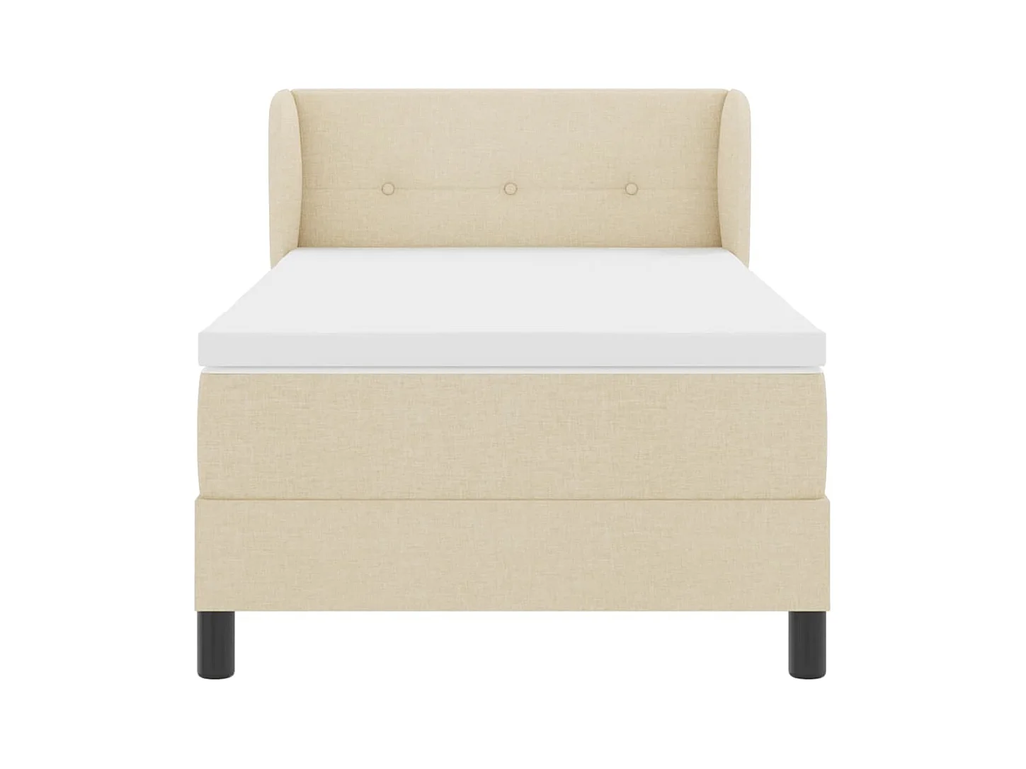 Cadre de lit avec matelas Crème 100 x 200 cm tissu