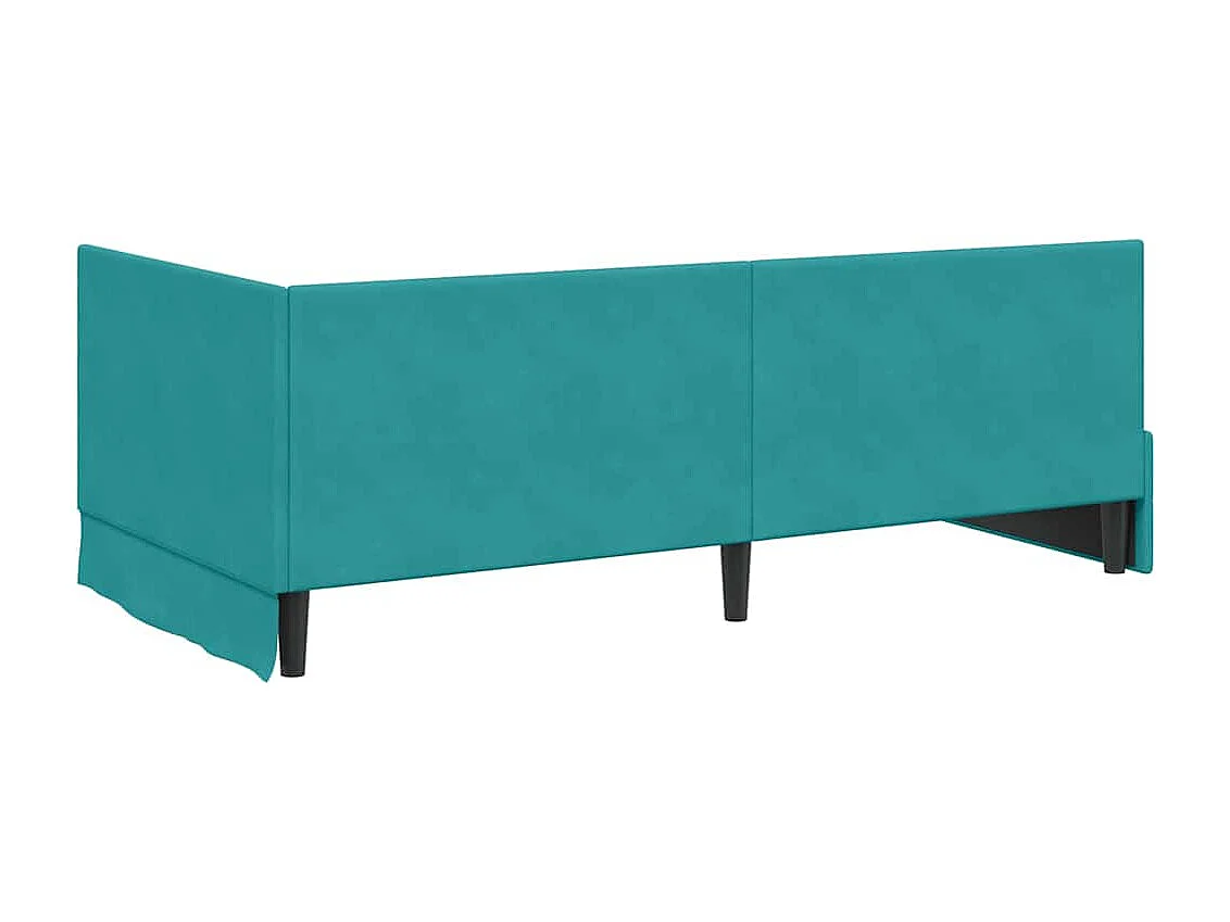 Cadre de lit d'angle Turquoise 90 x 190 cm Velours