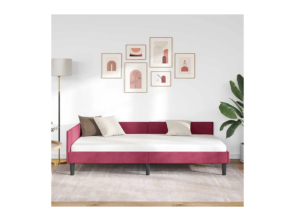 Cadre de lit d'angle Rouge bordeaux 100 x 200 cm