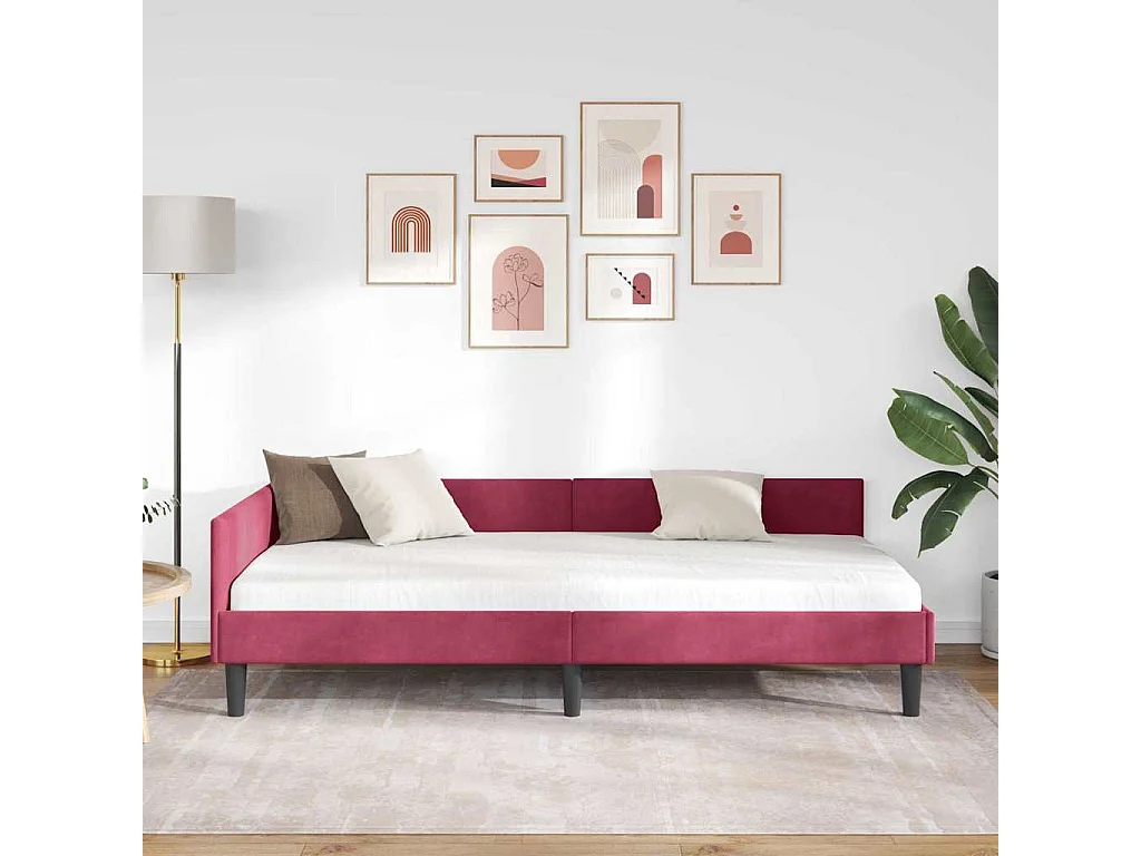 Cadre de lit d'angle Rouge bordeaux 100 x 200 cm