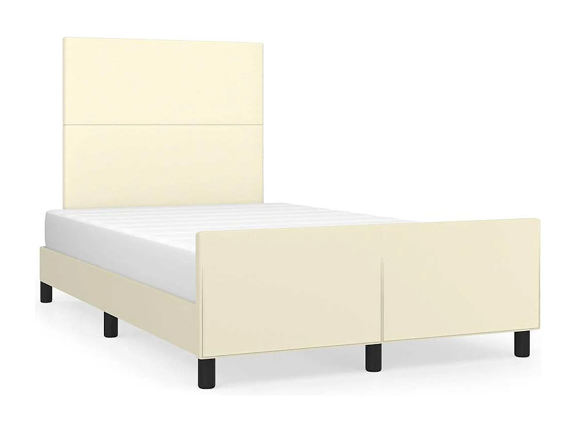 Estructura de cama sin colchón cuero sintético crema 120x190 cm