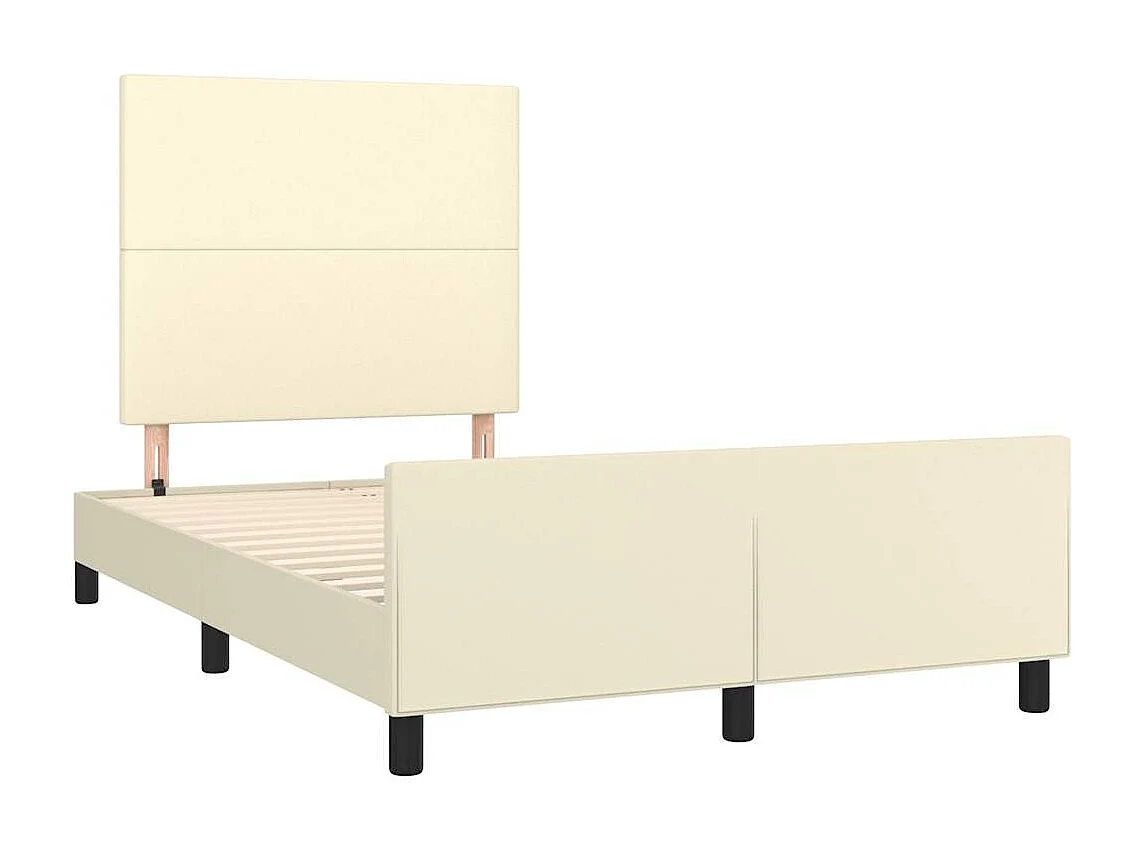 Estructura de cama sin colchón cuero sintético crema 120x190 cm