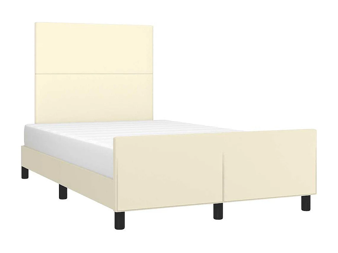 Estructura de cama sin colchón cuero sintético crema 120x190 cm
