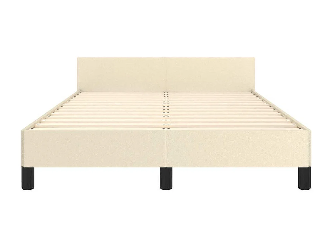 Estructura de cama sin colchón cuero sintético crema 120x190 cm