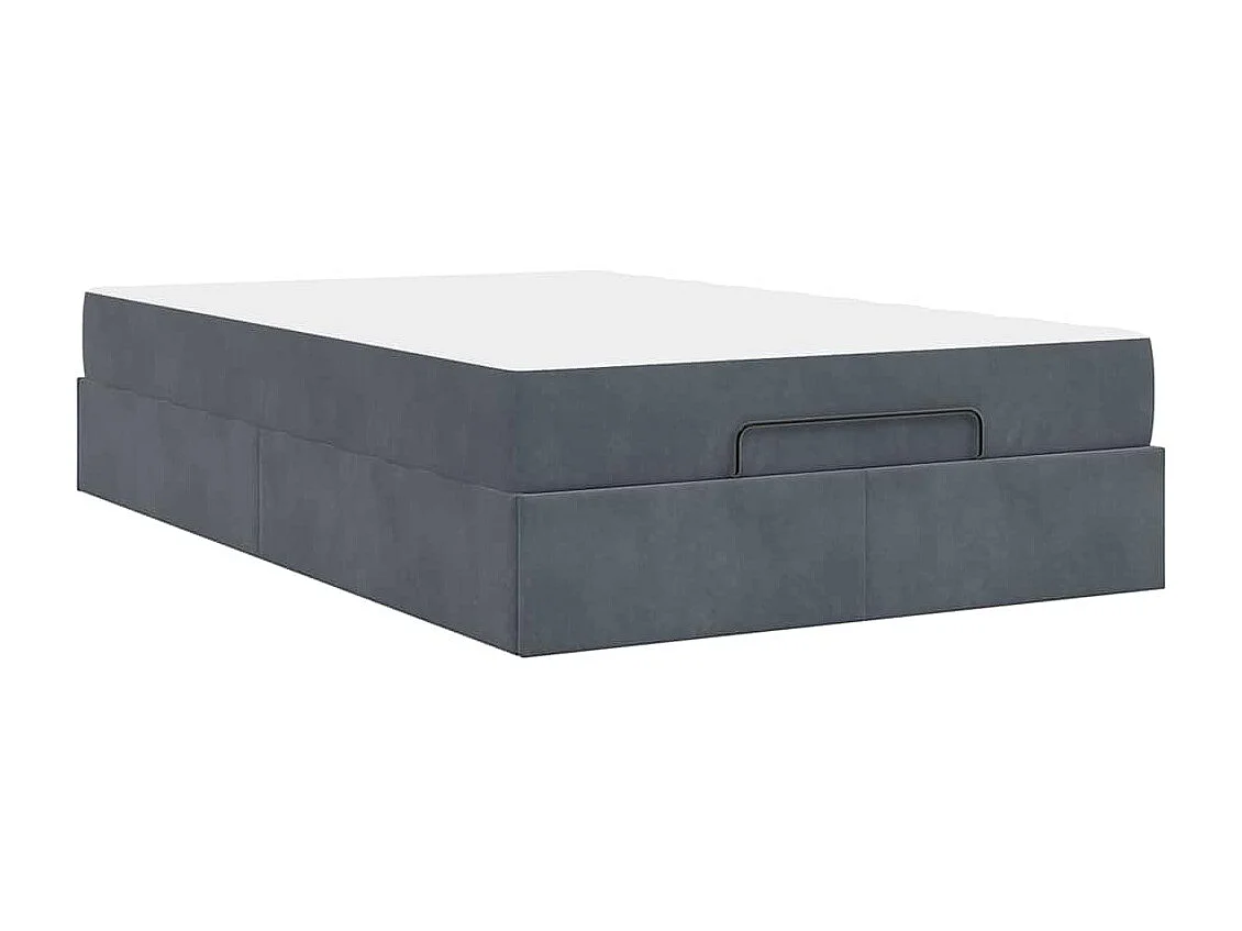 Cadre de lit avec matelas Gris foncé 120 x 190 cm Velours