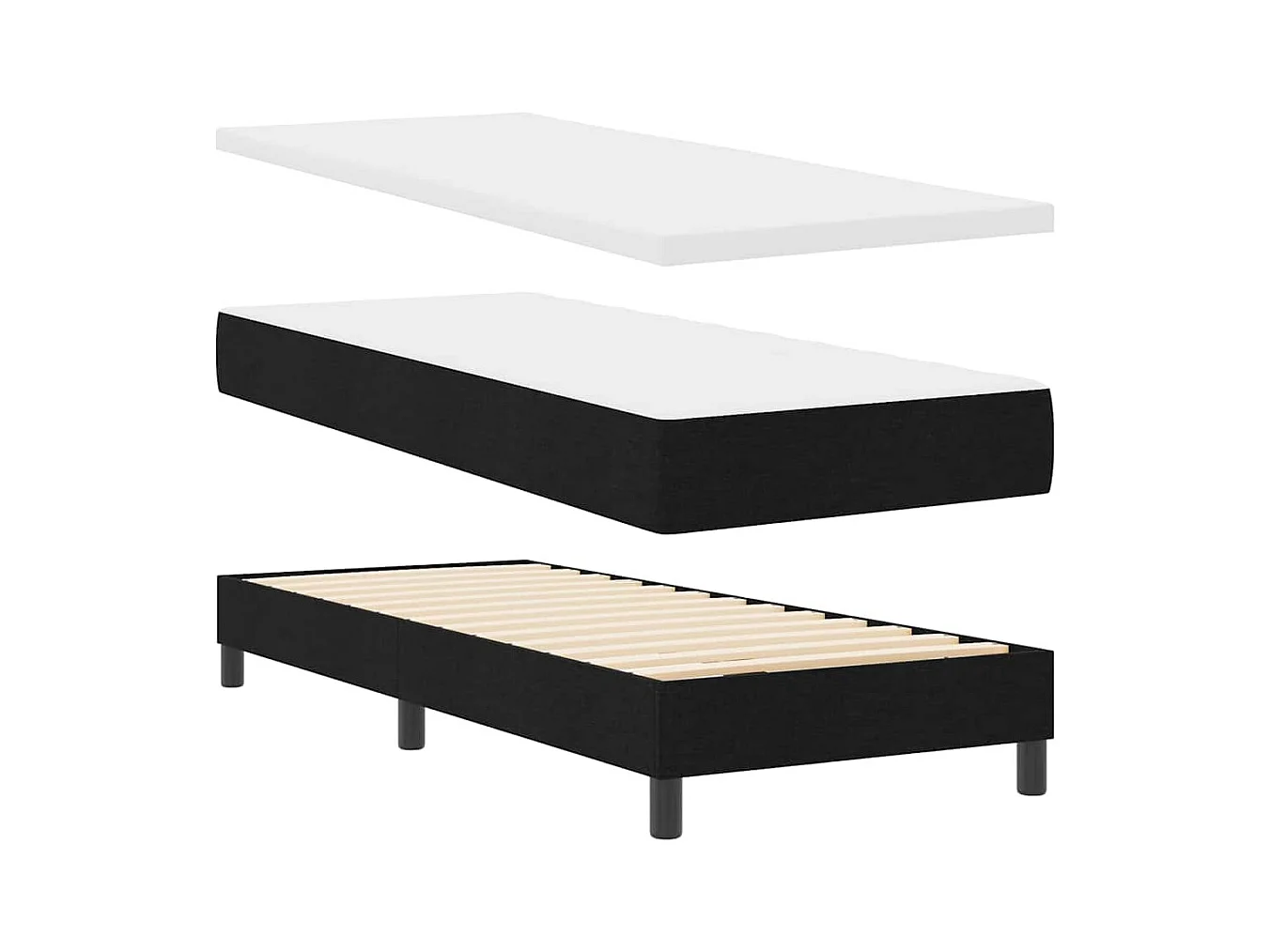 Cama box spring com colchão com colchão Preto 80 x 200 cm