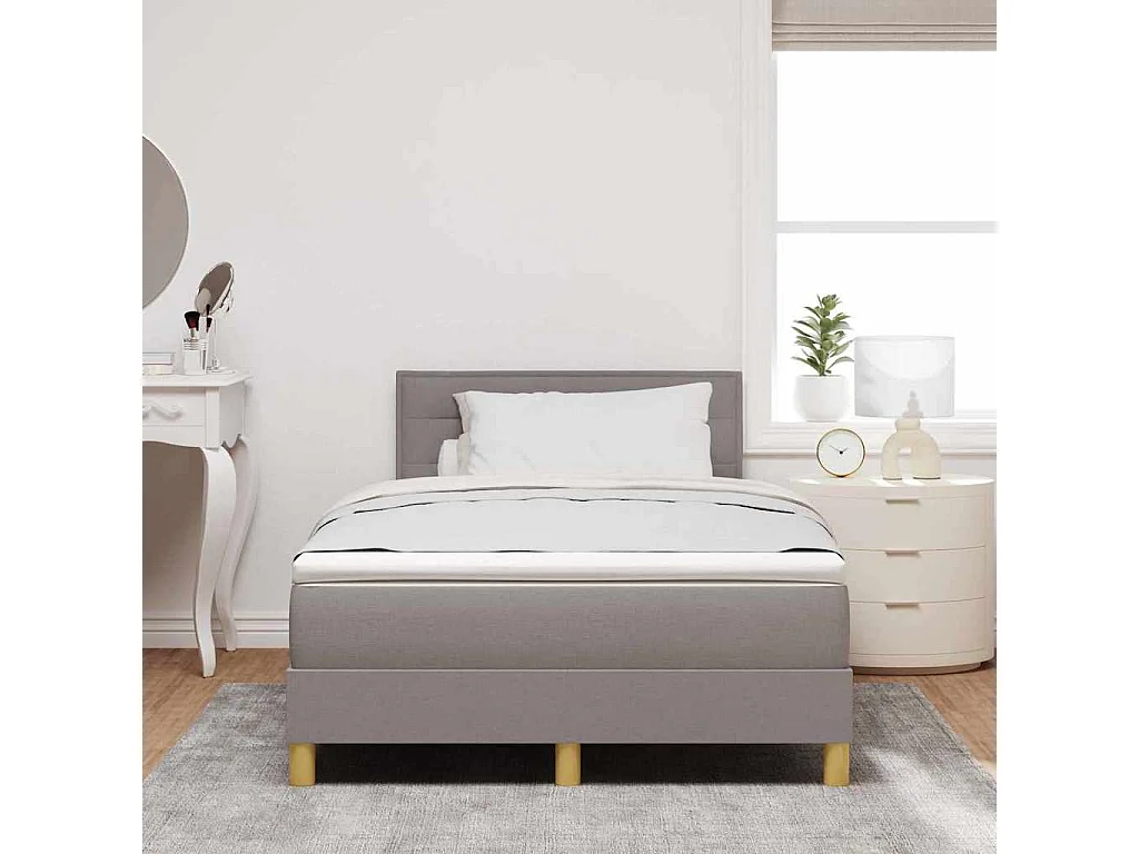 Cama box spring con colchón con colchón Taupé 120 x 190 cm tela