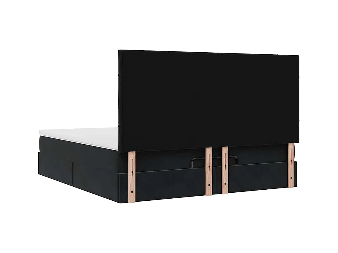 Cadre de lit ottoman avec matelas noir 180x200cm velours