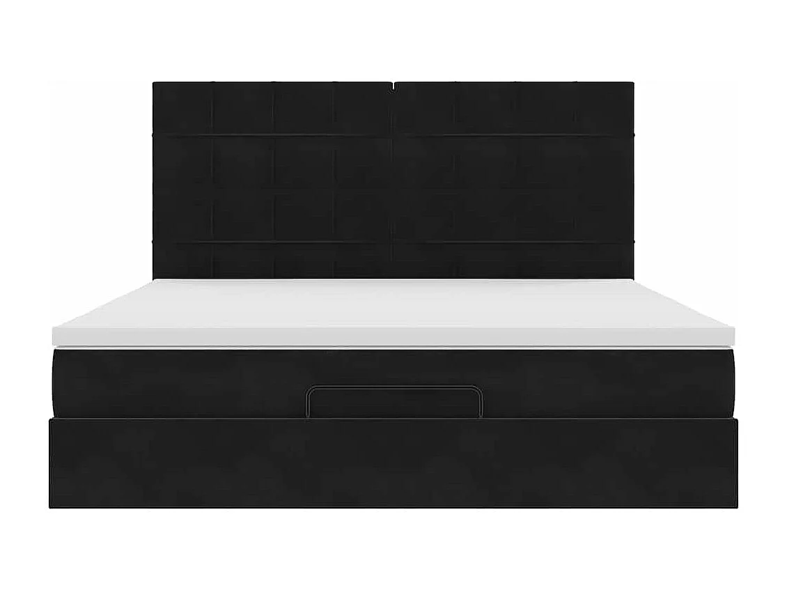 Cadre de lit ottoman avec matelas noir 180x200cm velours