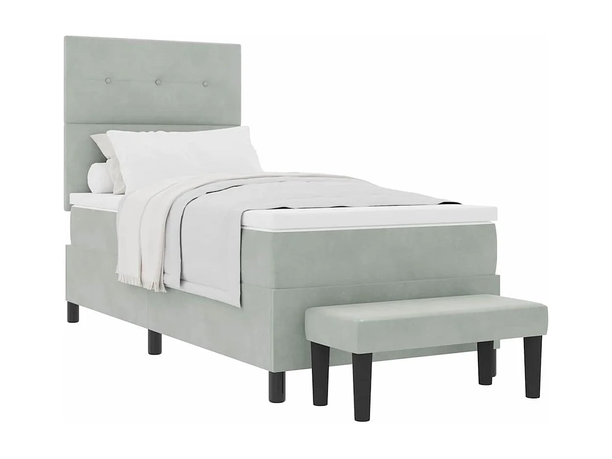 Cadre de lit avec matelas Gris clair 90 x 190 cm Velours