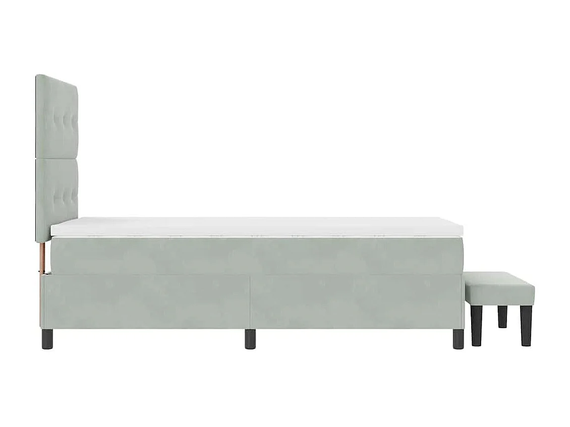 Cadre de lit avec matelas Gris clair 90 x 190 cm Velours