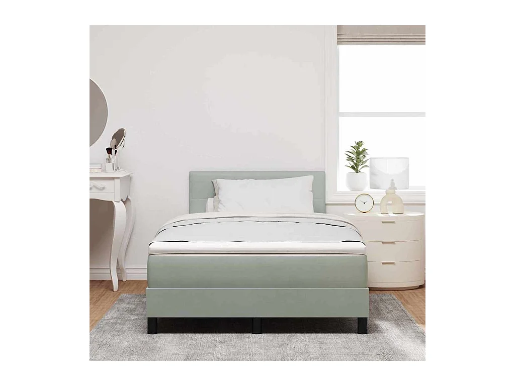 Cama tipo Box Spring Gris claro 120 x 190 cm Terciopelo