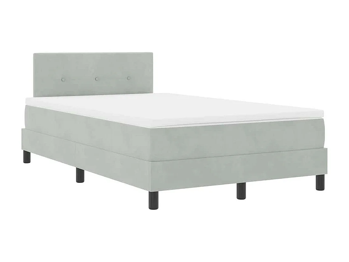 Cama tipo Box Spring Gris claro 120 x 190 cm Terciopelo