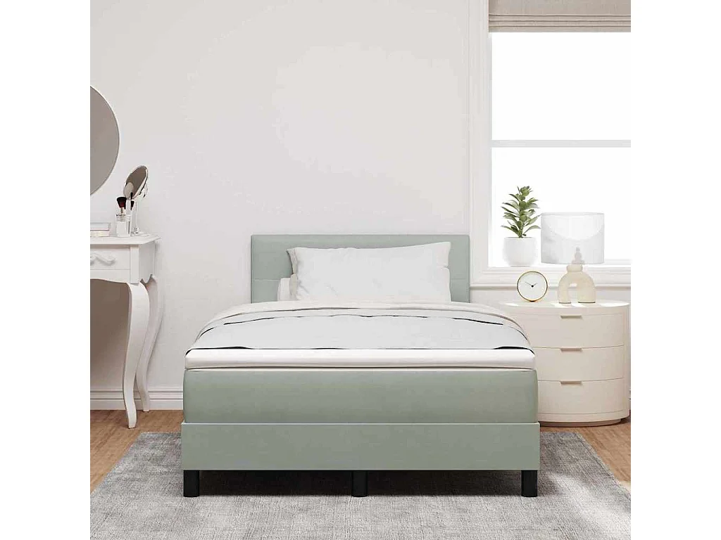Cama tipo Box Spring Gris claro 120 x 190 cm Terciopelo
