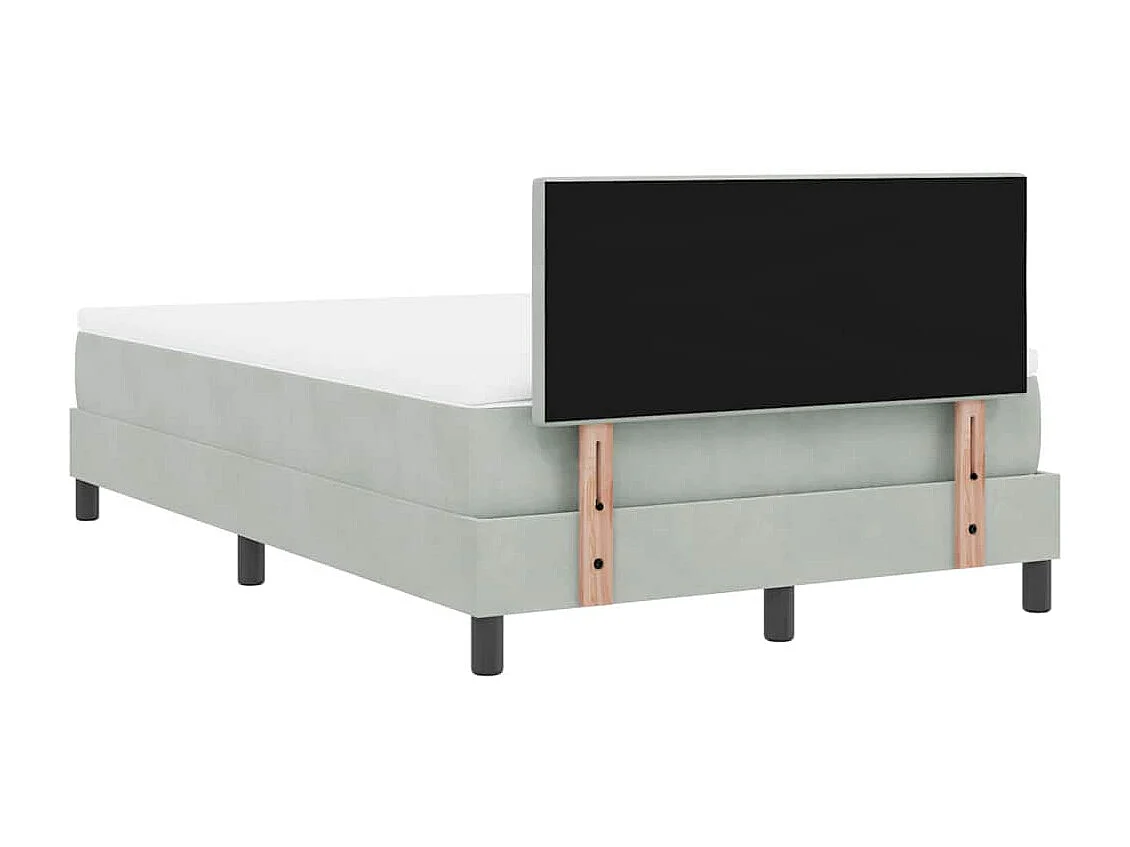 Cama tipo Box Spring Gris claro 120 x 190 cm Terciopelo