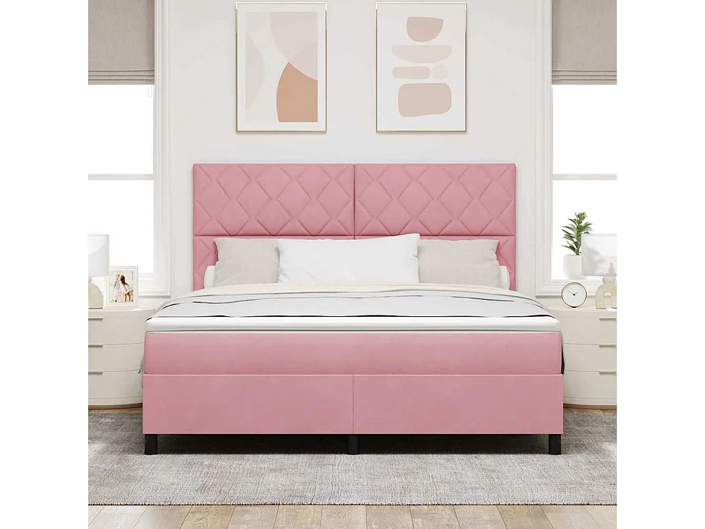 Cadre de lit avec matelas Rose 180 x 200 cm Velours