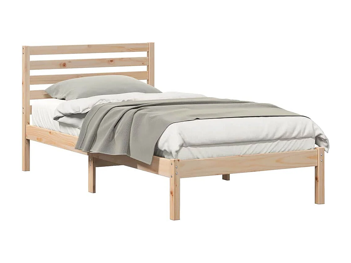 Bedframe met hoofdeinde Bruin 90 x 200 cm Massief grenenhout