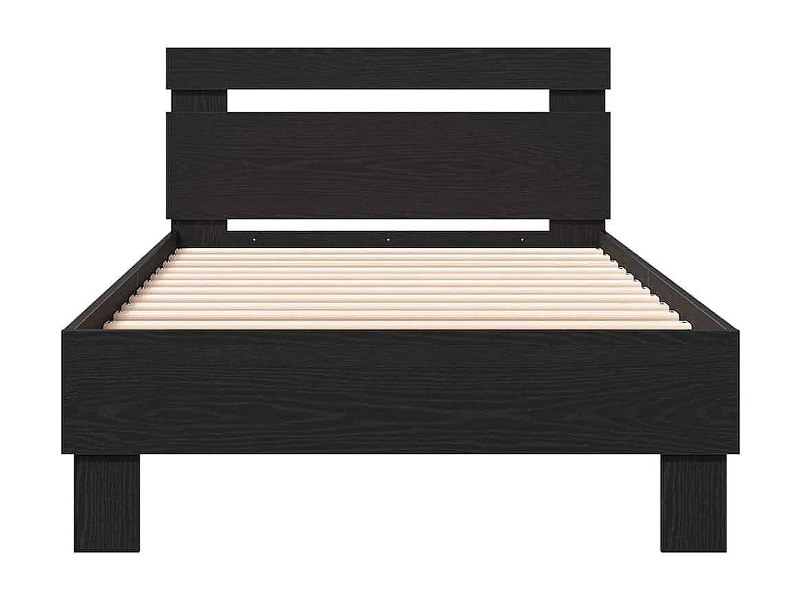 Bedframe met hoofdeinde Zwart eiken 90 x 190 cm Bewerkt hout