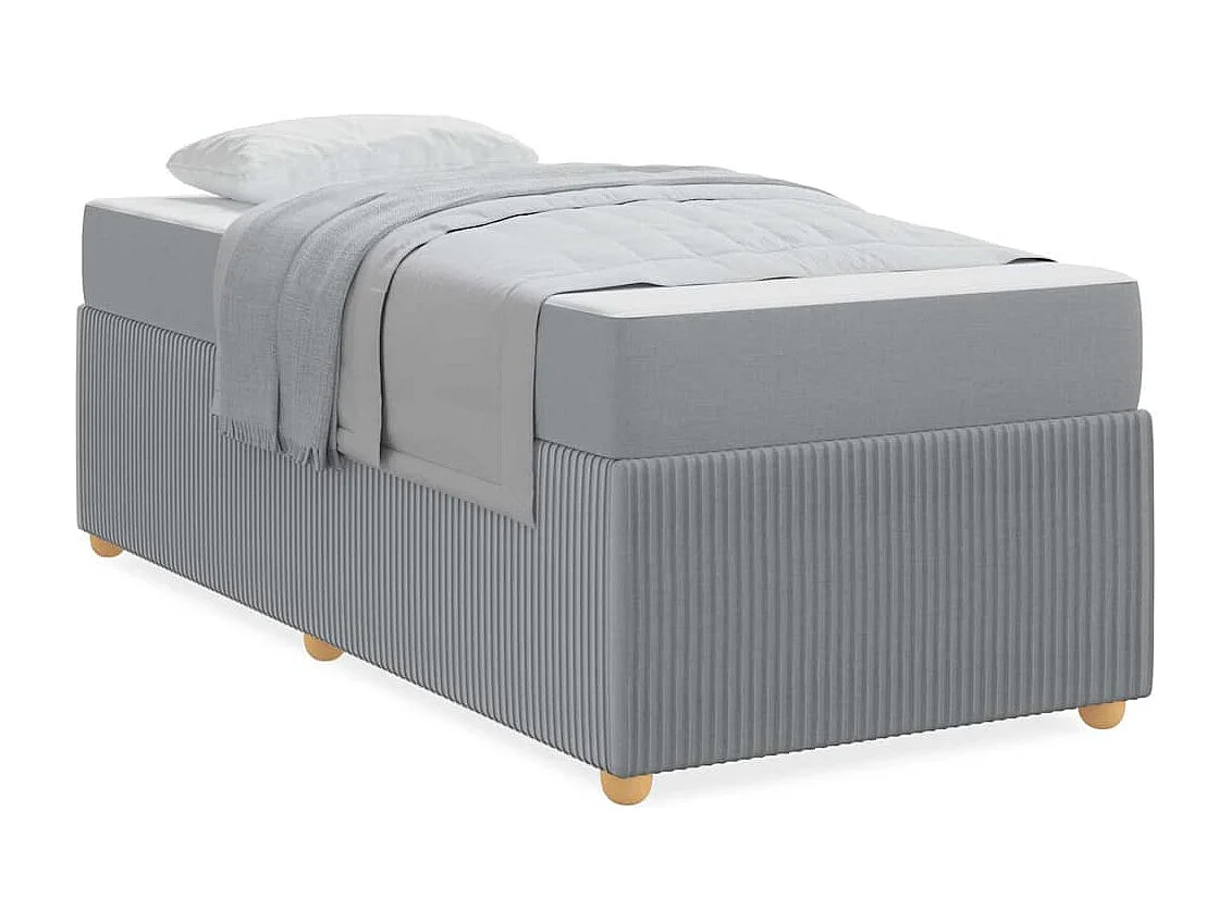 Cadre de lit avec matelas Gris clair 100 x 200 cm tissu