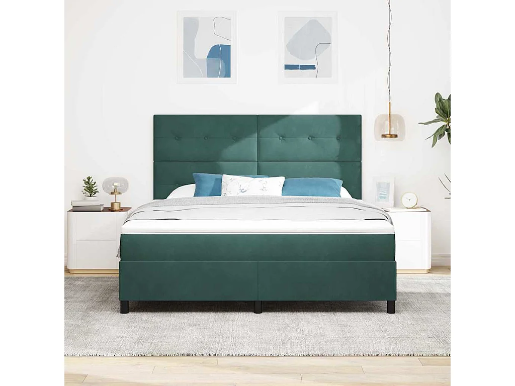 Boxspring bed met matras Donkergroen 180 x 200 cm Fluweel