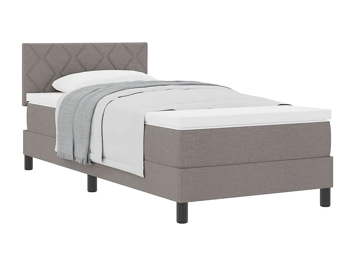 Cadre de lit avec matelas avec matelas Taupe 90 x 200 cm tissu