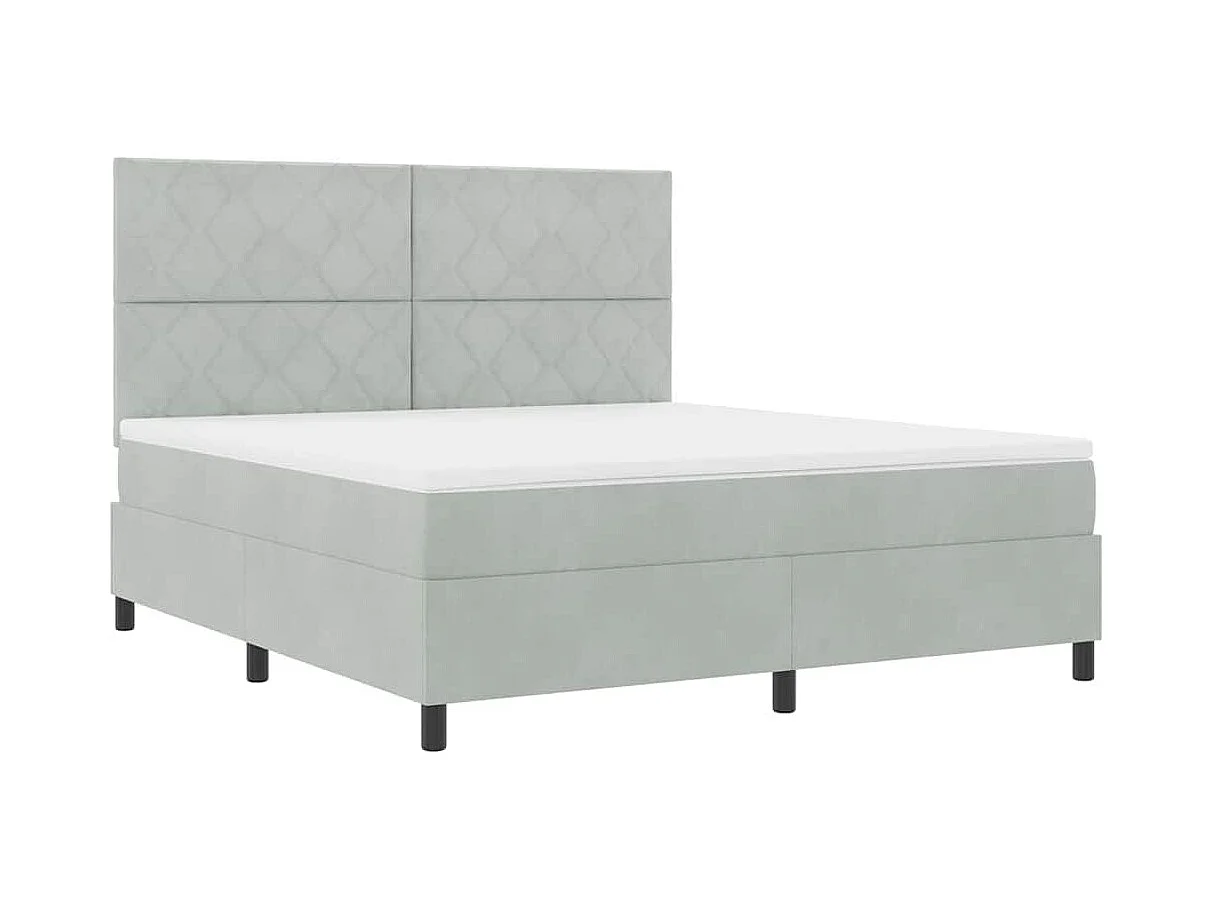 Cama tipo Box Spring Gris claro 180 x 200 cm Terciopelo