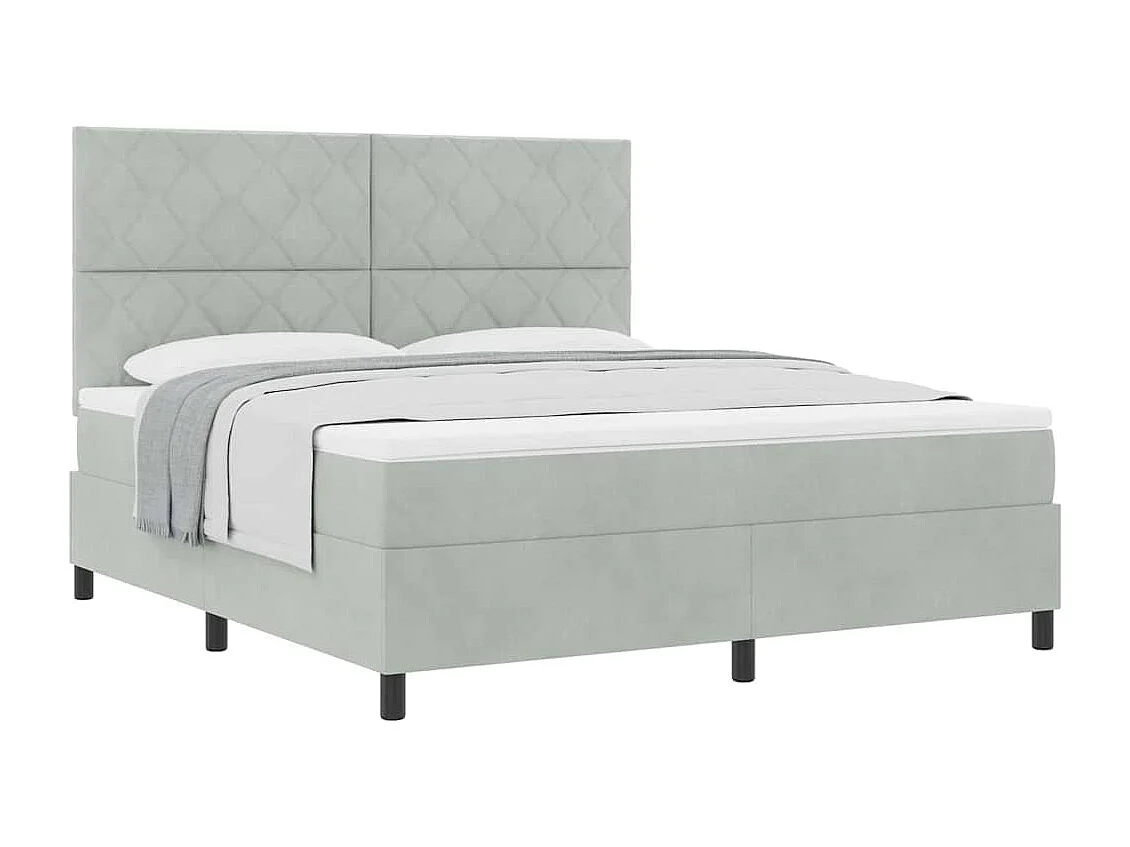 Cama tipo Box Spring Gris claro 180 x 200 cm Terciopelo