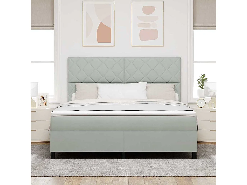 Cama tipo Box Spring Gris claro 180 x 200 cm Terciopelo