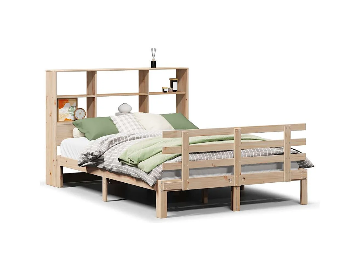 Lit bibliothèque sans matelas 120x190 cm bois de pin massif