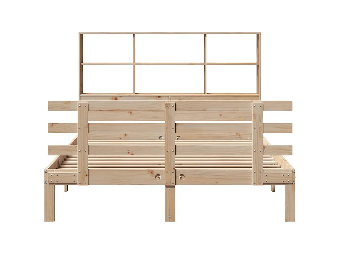 Lit bibliothèque sans matelas 120x190 cm bois de pin massif