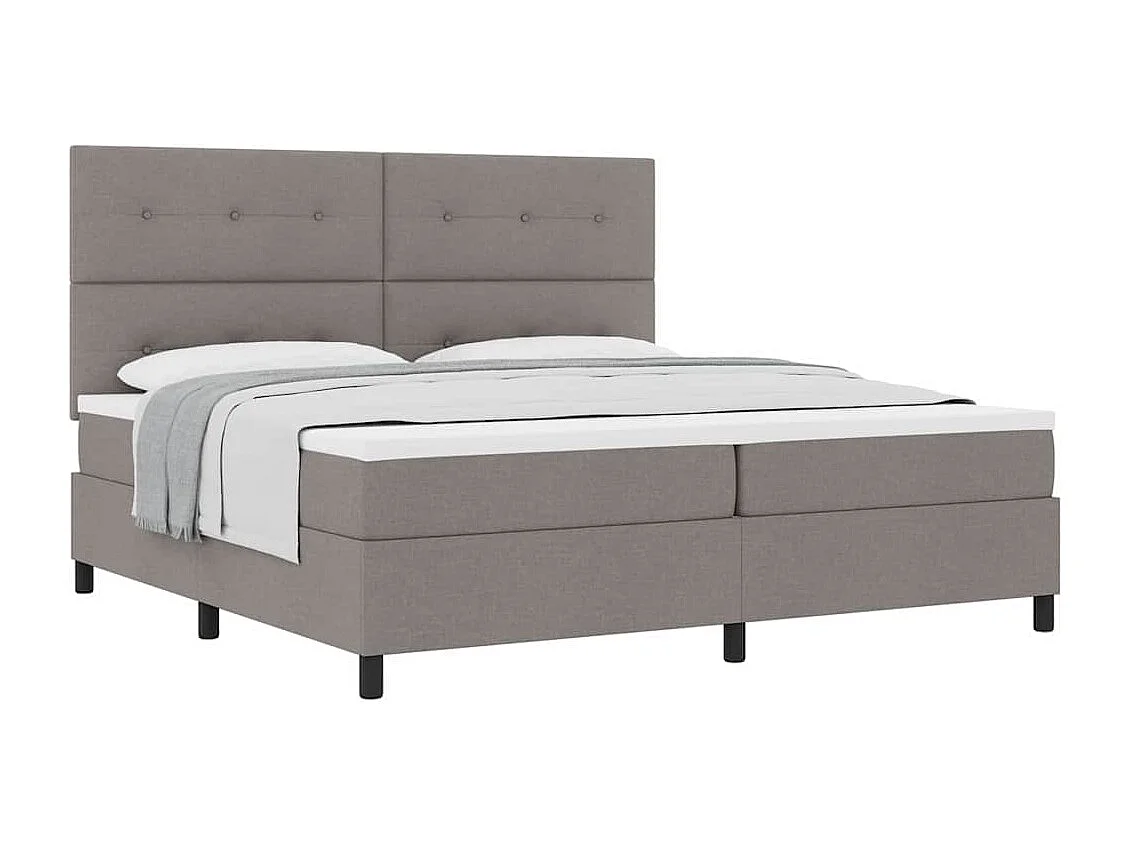 Cama tipo Box Spring con colchón Taupé 200 x 200 cm tela