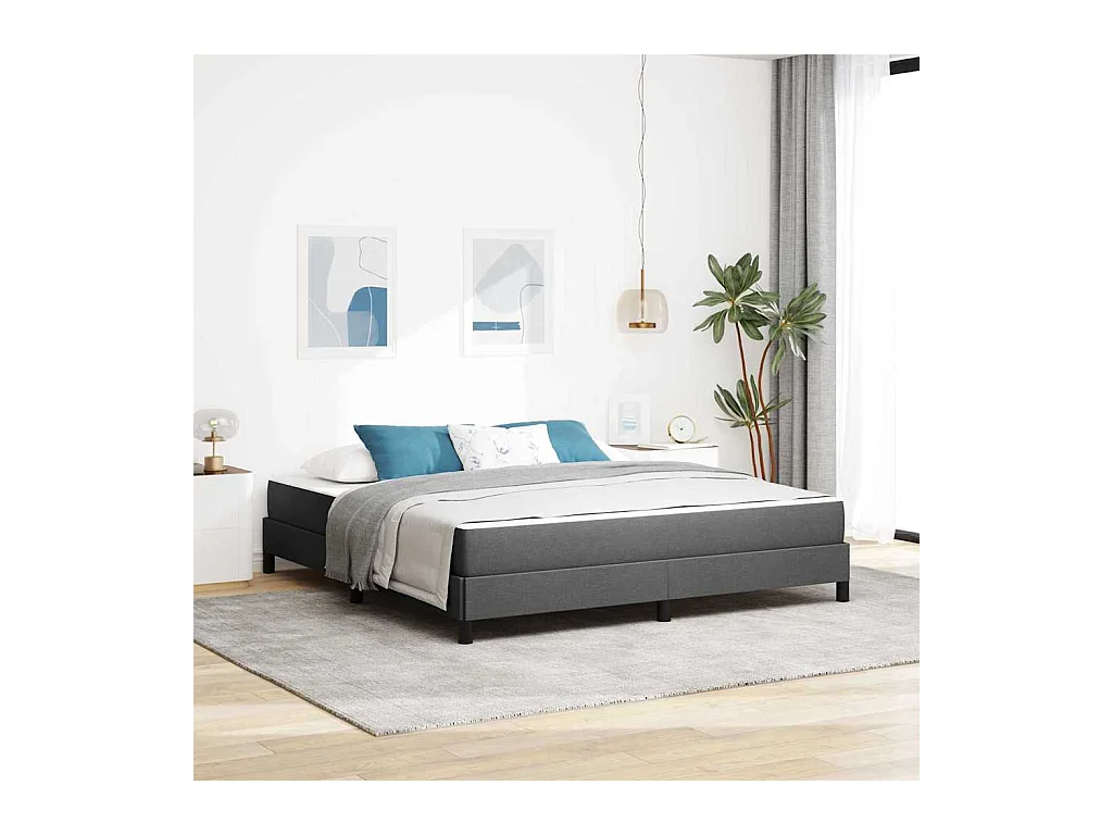 Cama Box com colchão Cinzento escuro 180 x 200 cm tecido