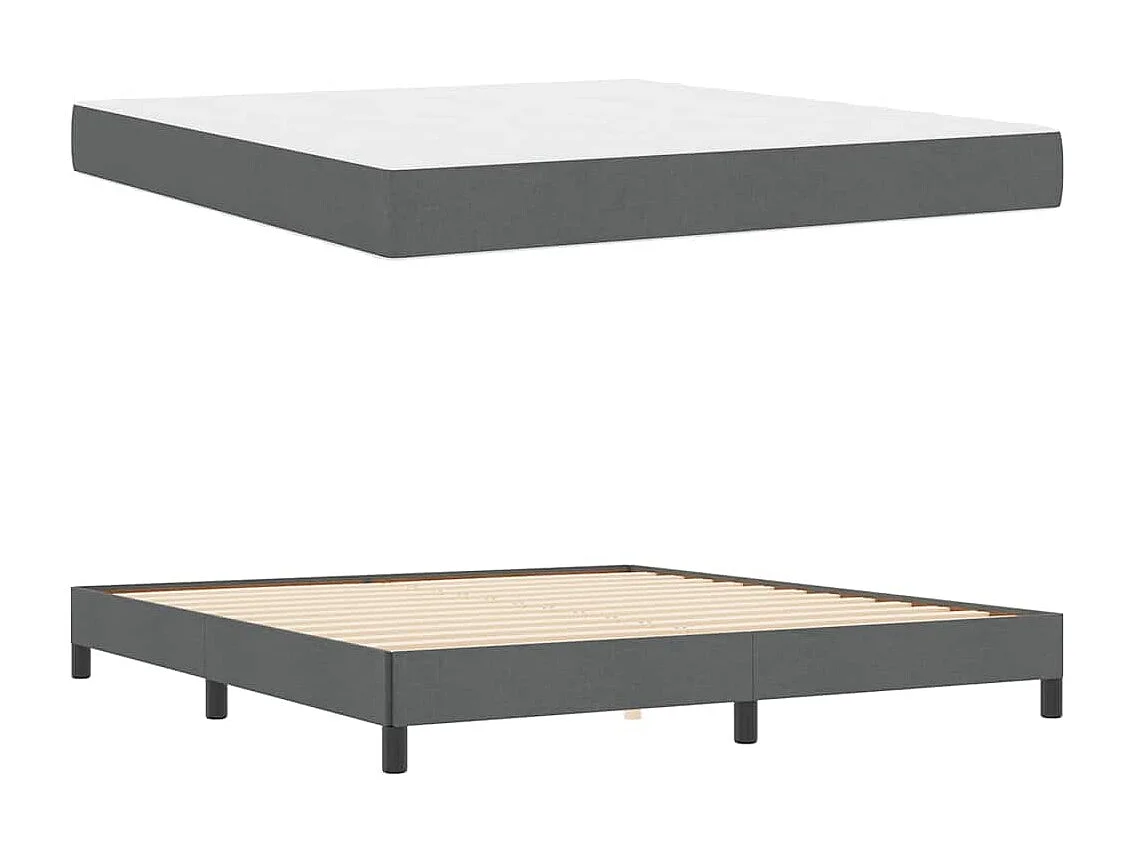 Cama tipo Box Spring con colchón Gris oscuro 180 x 200 cm tela
