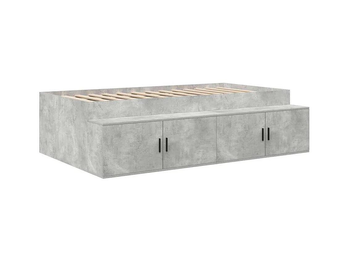 Cadre de lit avec rangement Gris béton 100 x 200 cm