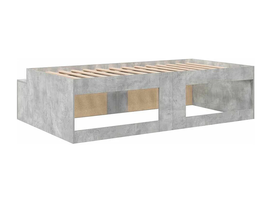 Opbergbedframe met opslag Betongrijs 100 x 200 cm Bewerkt hout