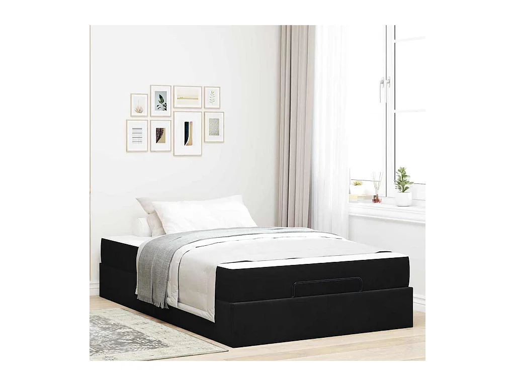 Cadre de lit avec matelas Noir 140 x 190 cm Velours