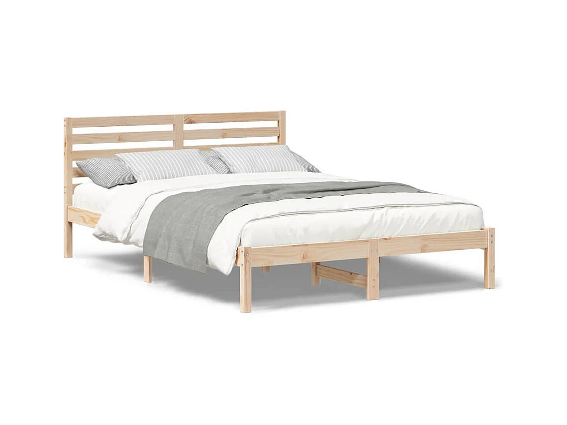 Estructura de cama Marrón 140 x 210 cm Madera maciza de pino