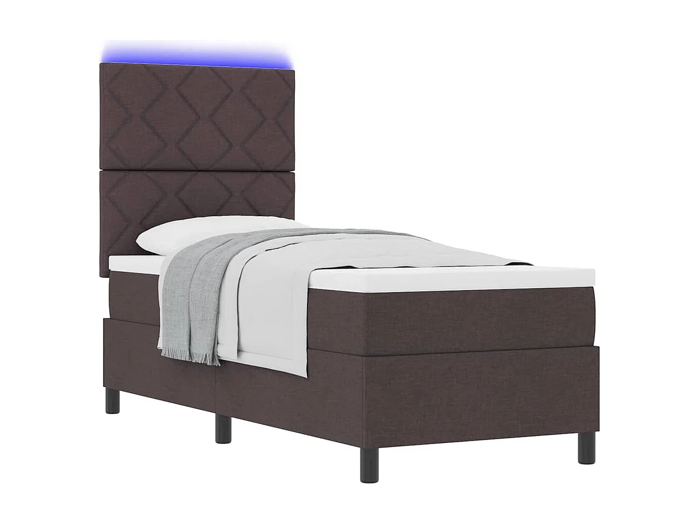 Cama tipo Box Spring con colchón Marrón oscuro 80 x 200 cm tela