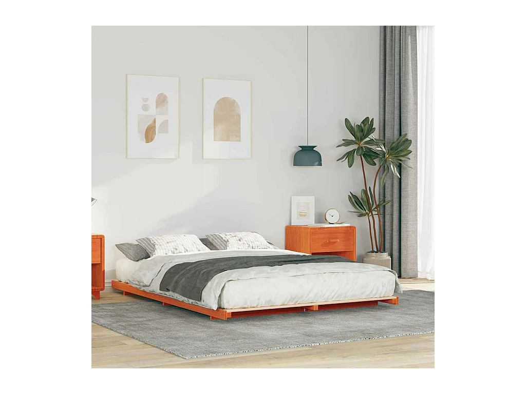 Estructura de cama Marrón cera 160 x 200 cm