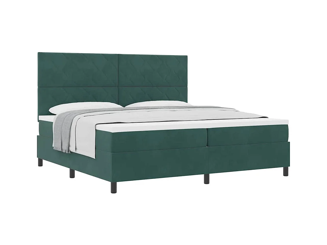 Cama Box com colchão Verde-escuro 200 x 200 cm Veludo