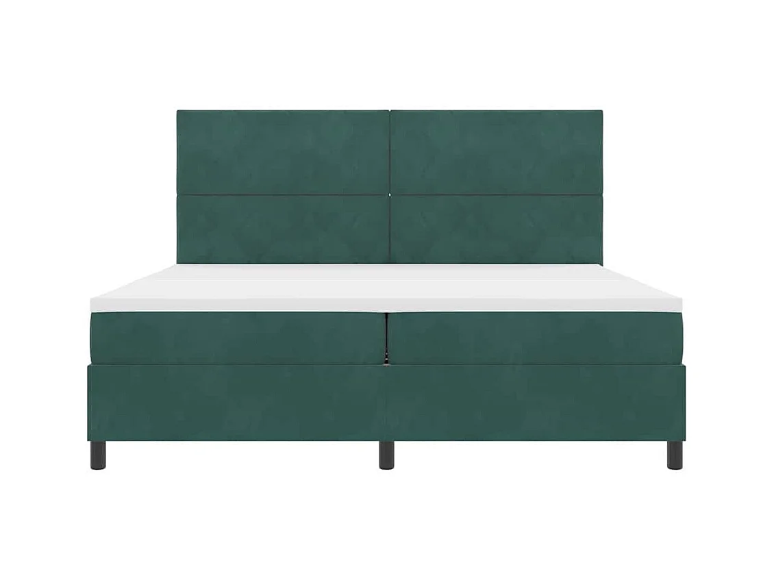 Cama Box com colchão Verde-escuro 200 x 200 cm Veludo