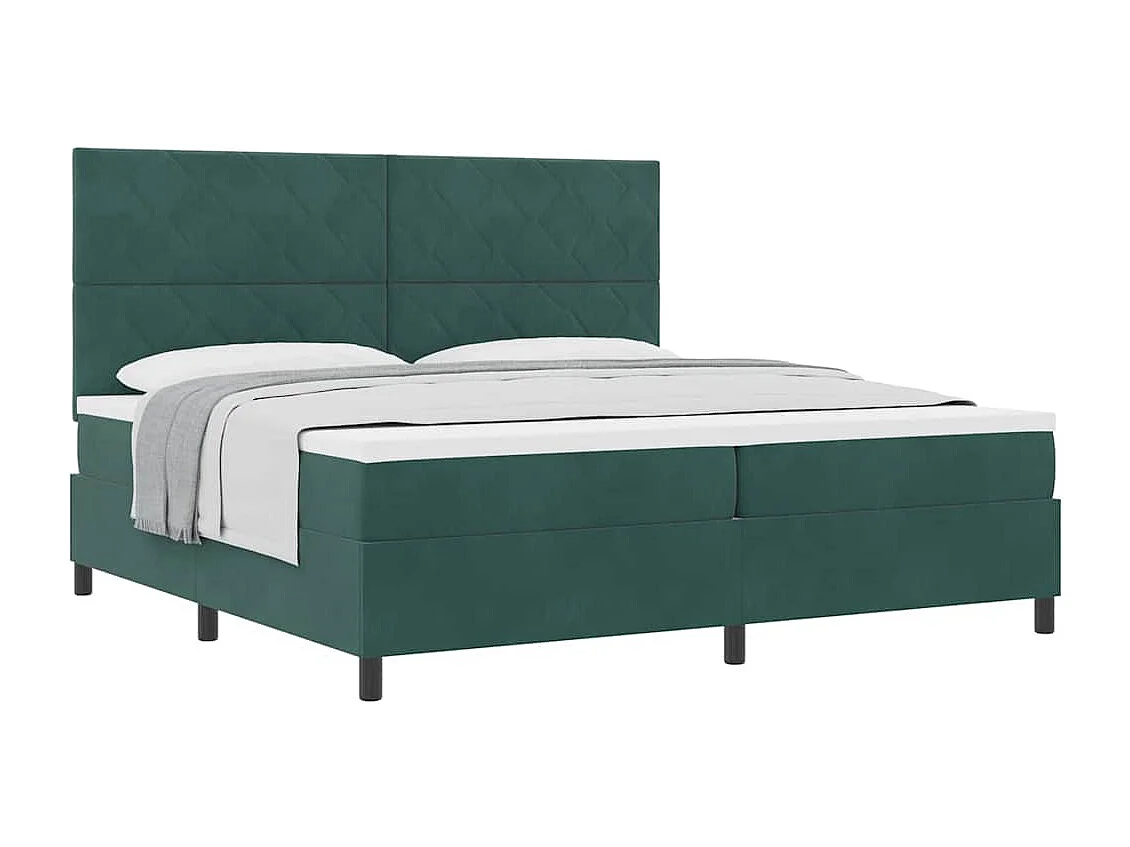 Cadre de lit avec matelas Vert foncé 200 x 200 cm Velours